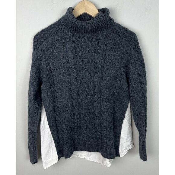 By Anthropologie Mixed Media Turtleneck Cable Sweater Size XS Cotton Women’s - Picture 3 of 7